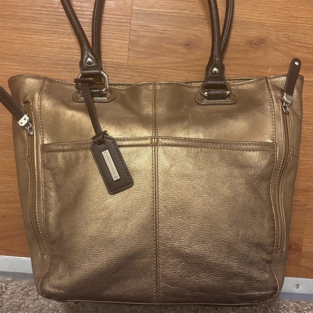 Tignanello Metallic Brown Tote Bag
